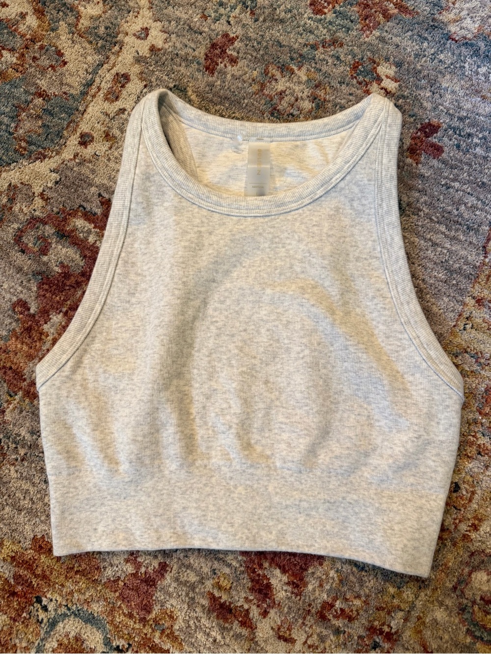 GOLDEN-Women's High-Neck Gray Cropped Tank Top